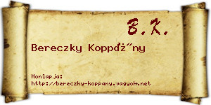 Bereczky Koppány névjegykártya